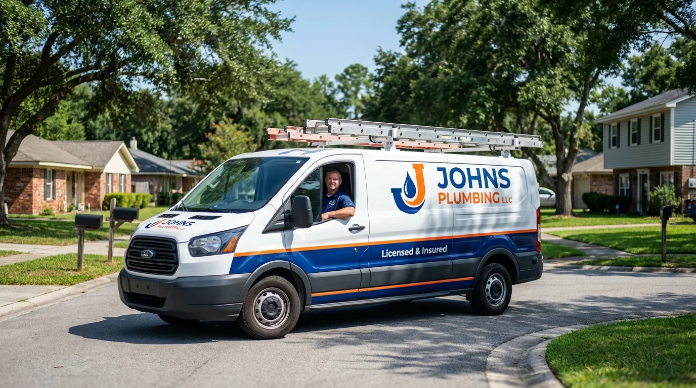 Johns Plumbing LLC service van in Lyndonville, VT